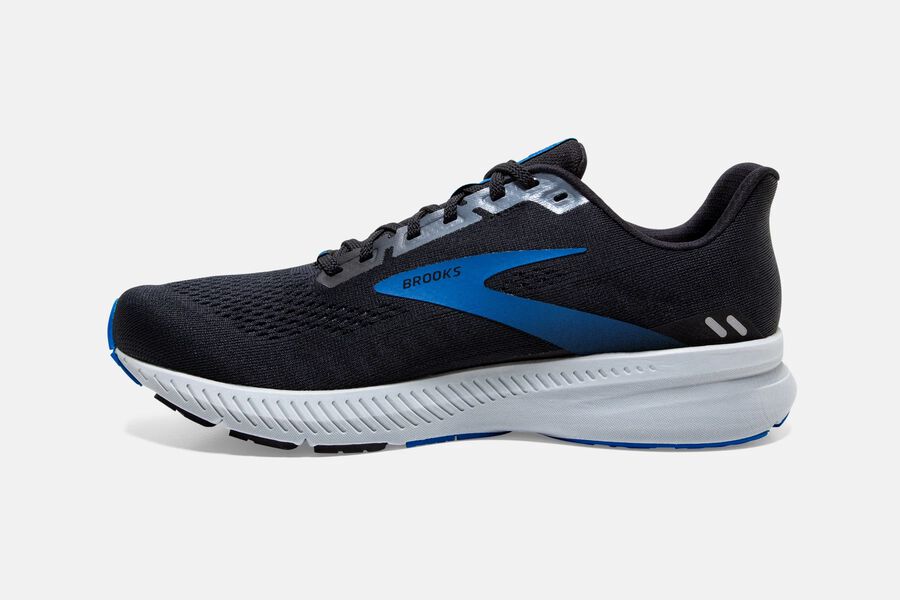 Launch 8 Road Brooks Running Shoes NZ Mens - Black/Grey/Blue - LOCVDA-047